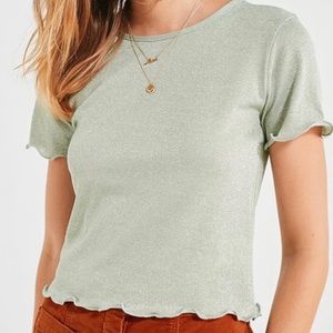 Urban Outfitters light green glittter tee size XS